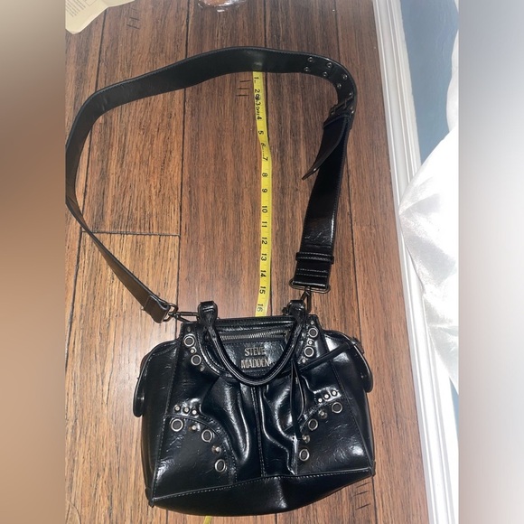 Edgy🖤y2k Steve Madden bag crossbody shoulder bag thick strap black purse - Picture 2 of 14